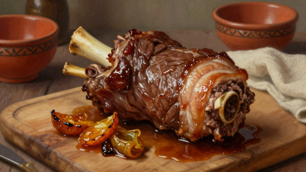 Měkké hovězí hýždě na dřevěné desce, kost se snadno odděluje.